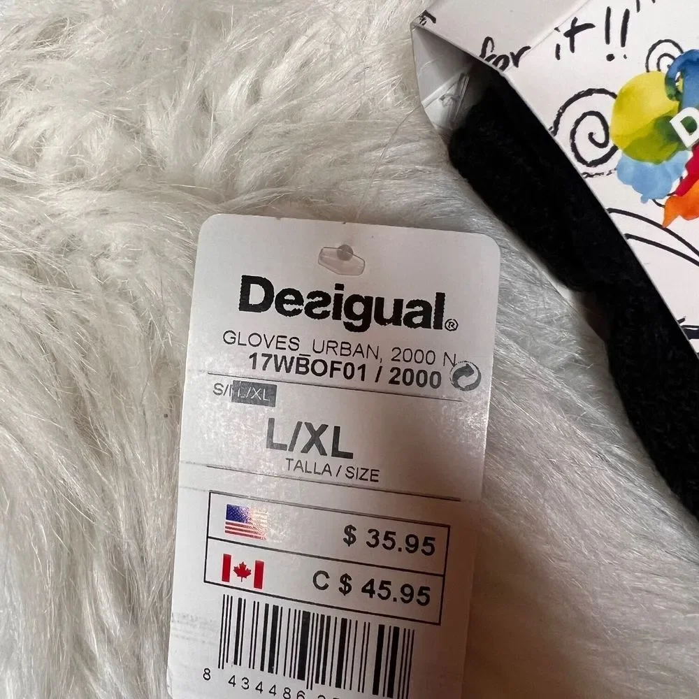Desigual Kids Knitted Gloves With Skeleton Design Halloween Size Small Black NWT